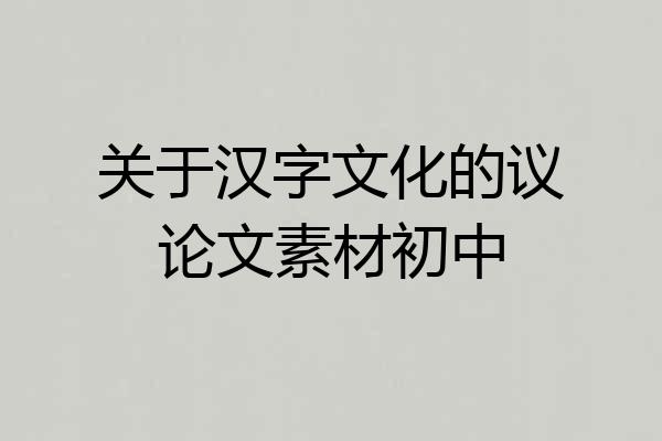 关于汉字文化的议论文素材初中