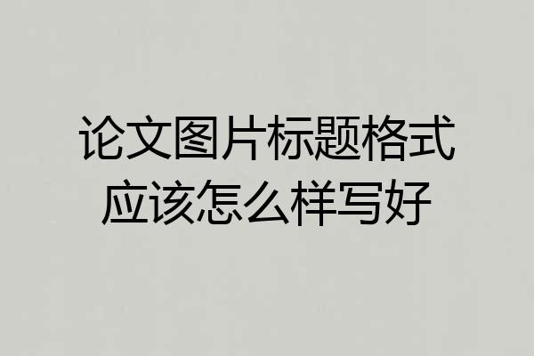 论文图片标题格式应该怎么样写好