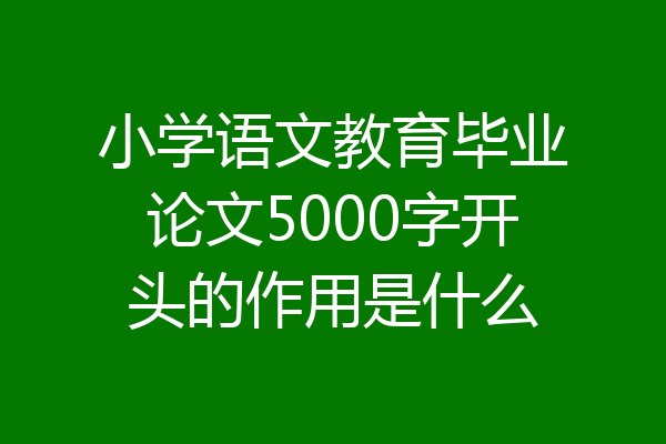 小学语文教育毕业论文5000字开头的作用是什么