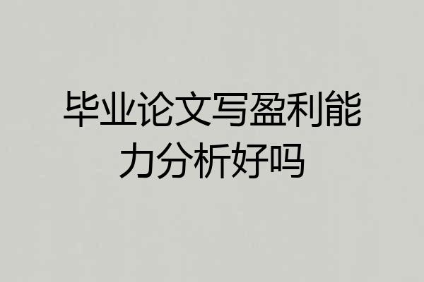 毕业论文写盈利能力分析好吗