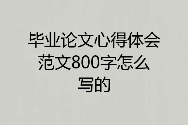毕业论文心得体会范文800字怎么写的