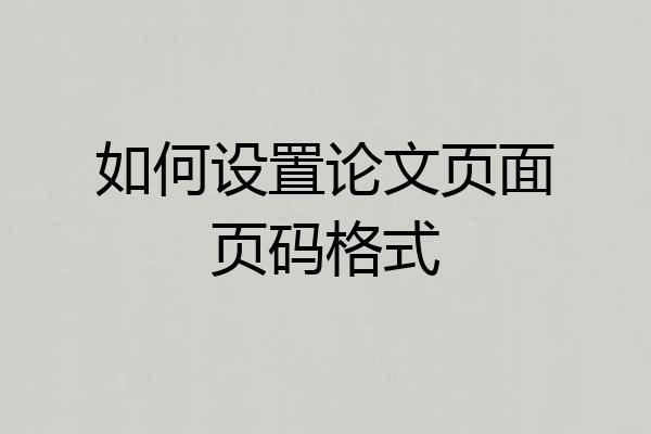 如何设置论文页面页码格式