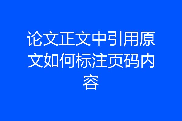 论文正文中引用原文如何标注页码内容