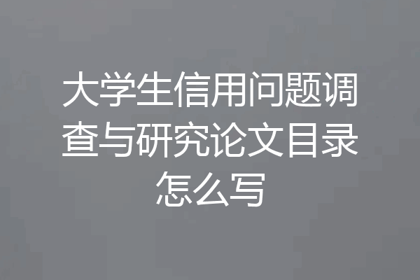 大学生信用问题调查与研究论文目录怎么写