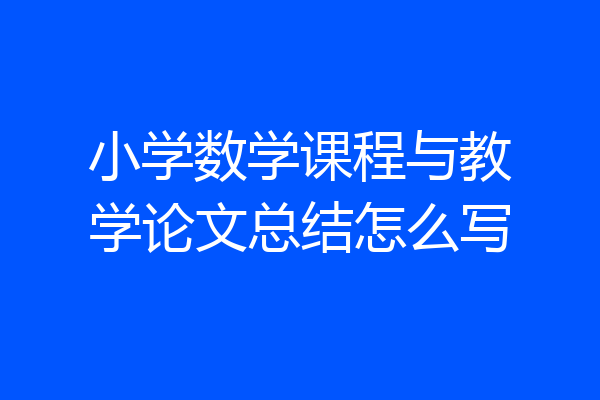小学数学课程与教学论文总结怎么写