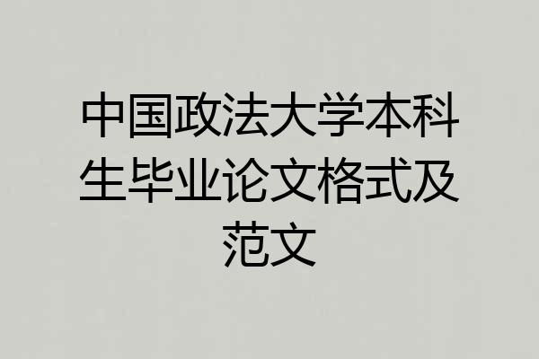 中国政法大学本科生毕业论文格式及范文