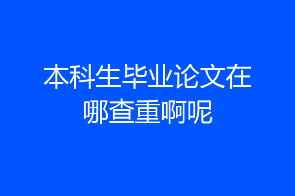 本科生毕业论文在哪查重啊呢