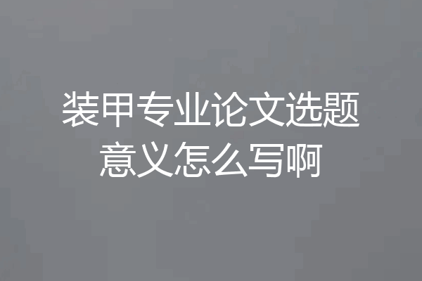 装甲专业论文选题意义怎么写啊
