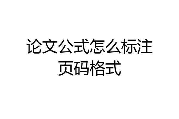论文公式怎么标注页码格式