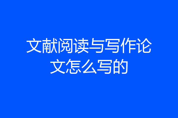 文献阅读与写作论文怎么写的
