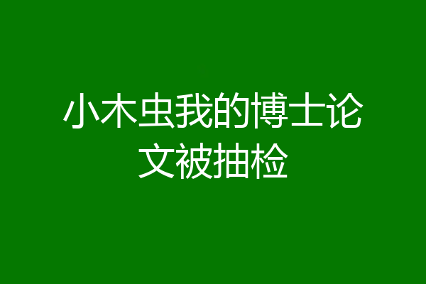 小木虫我的博士论文被抽检
