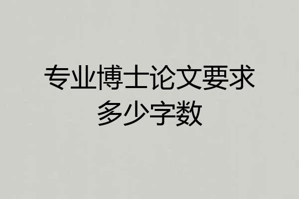 专业博士论文要求多少字数