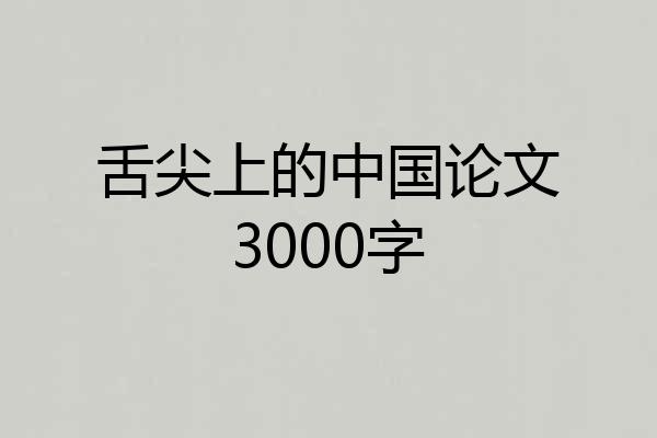 舌尖上的中国论文3000字