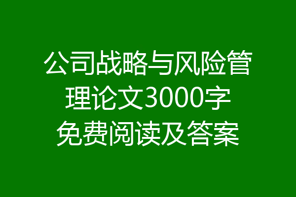 公司战略与风险管理论文3000字免费阅读及答案