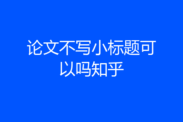 论文不写小标题可以吗知乎