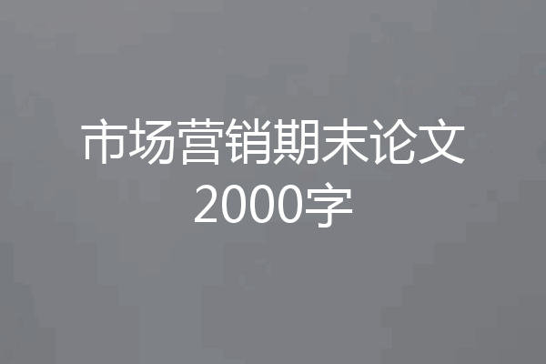 市场营销期末论文2000字
