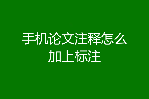 手机论文注释怎么加上标注
