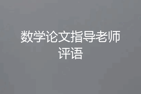 数学论文指导老师评语