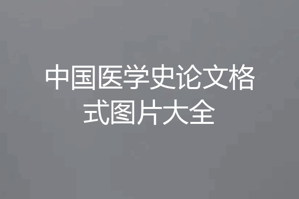 中国医学史论文格式图片大全