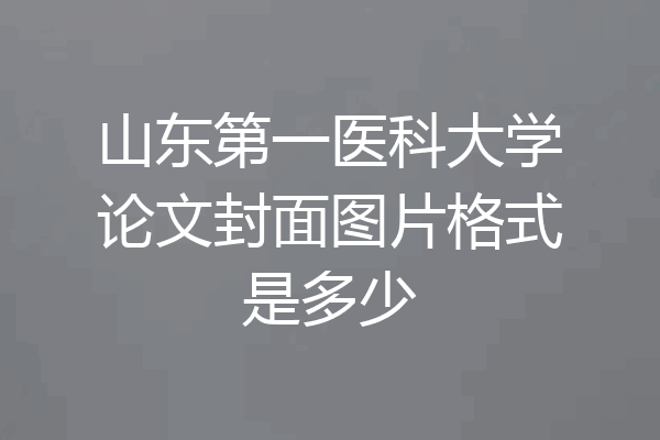 山东第一医科大学论文封面图片格式是多少