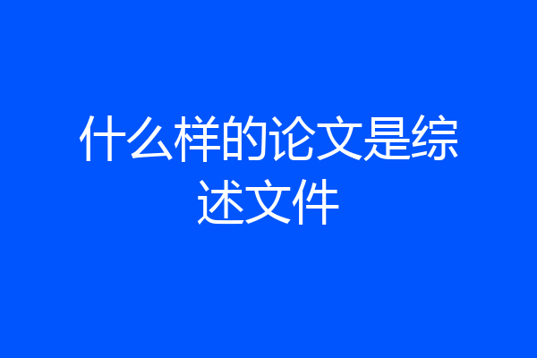 什么样的论文是综述文件