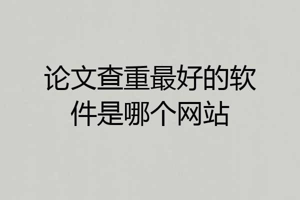 论文查重最好的软件是哪个网站