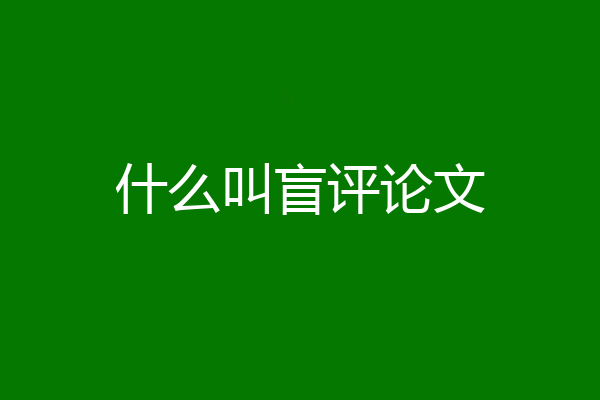 什么叫盲评论文