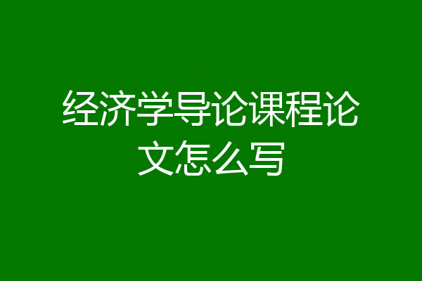 经济学导论课程论文怎么写
