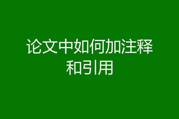 论文中如何加注释和引用