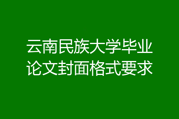 云南民族大学毕业论文封面格式要求