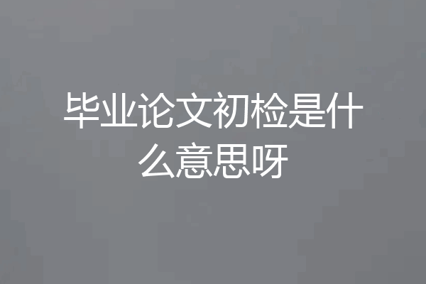 毕业论文初检是什么意思呀