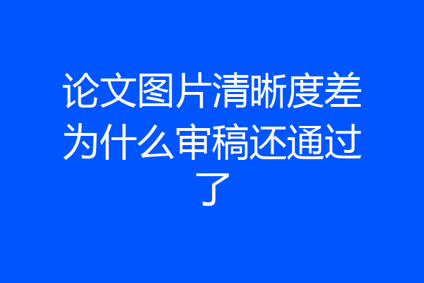 论文图片清晰度差为什么审稿还通过了