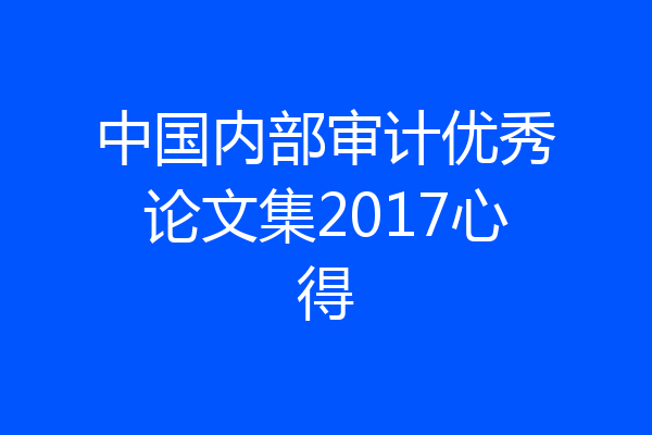 中国内部审计优秀论文集2017心得