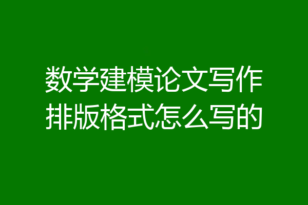 数学建模论文写作排版格式怎么写的