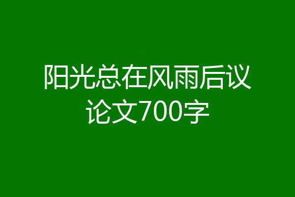 阳光总在风雨后议论文700字