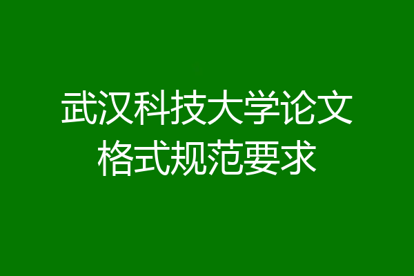 武汉科技大学论文格式规范要求