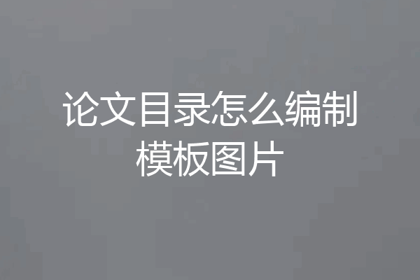 论文目录怎么编制模板图片