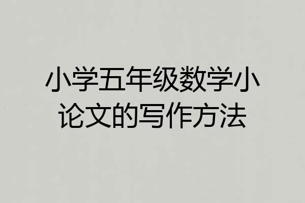 小学五年级数学小论文的写作方法