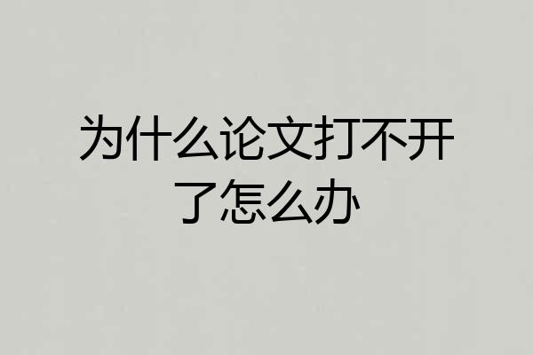 为什么论文打不开了怎么办