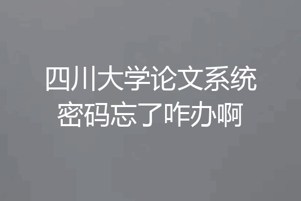 四川大学论文系统密码忘了咋办啊