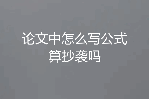 论文中怎么写公式算抄袭吗