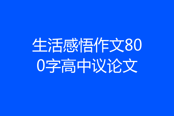 生活感悟作文800字高中议论文