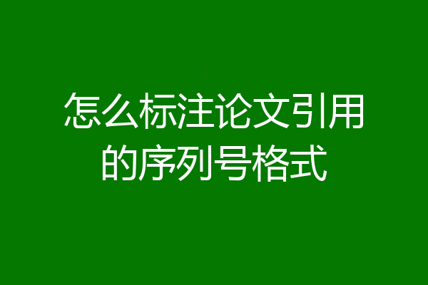 怎么标注论文引用的序列号格式
