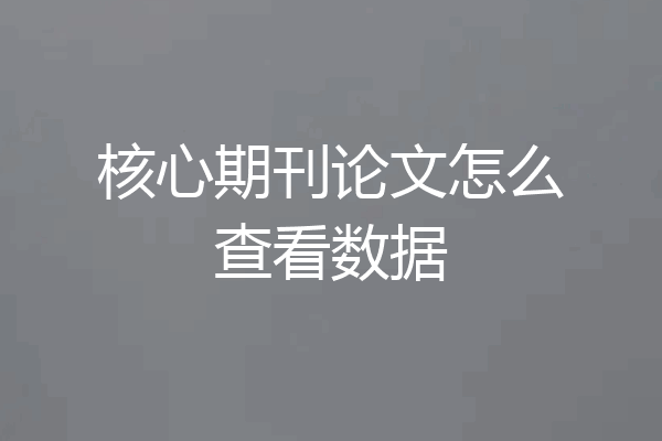 核心期刊论文怎么查看数据