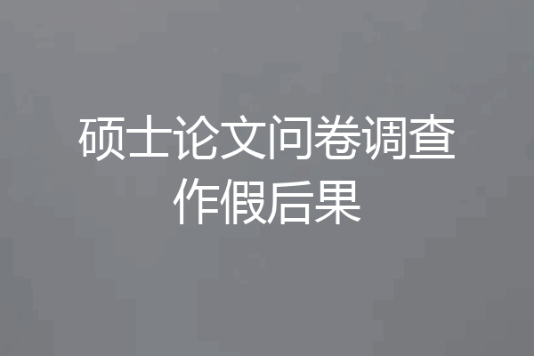 硕士论文问卷调查作假后果