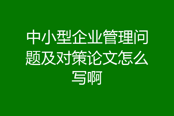 中小型企业管理问题及对策论文怎么写啊