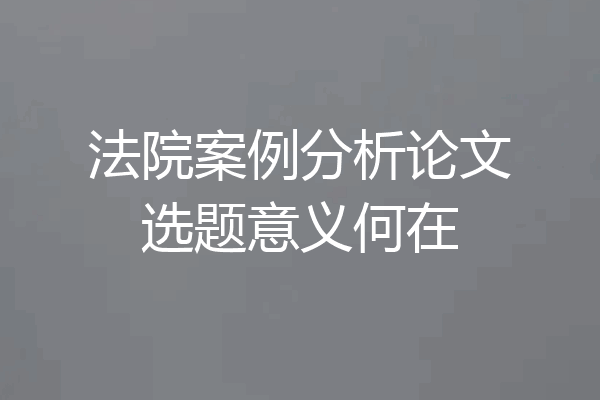 法院案例分析论文选题意义何在