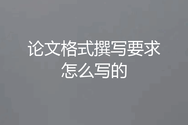 论文格式撰写要求怎么写的