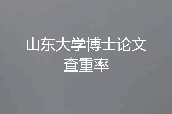 山东大学博士论文查重率