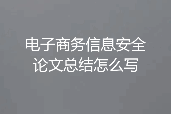 电子商务信息安全论文总结怎么写